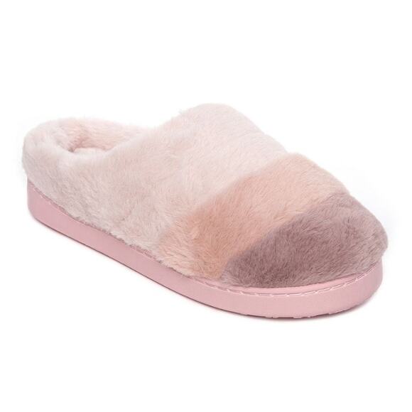Cuddl Duds Women's Colorblock Faux Fur Clog Slipper in Pink, Size M(7-8) - Picture 1 of 1